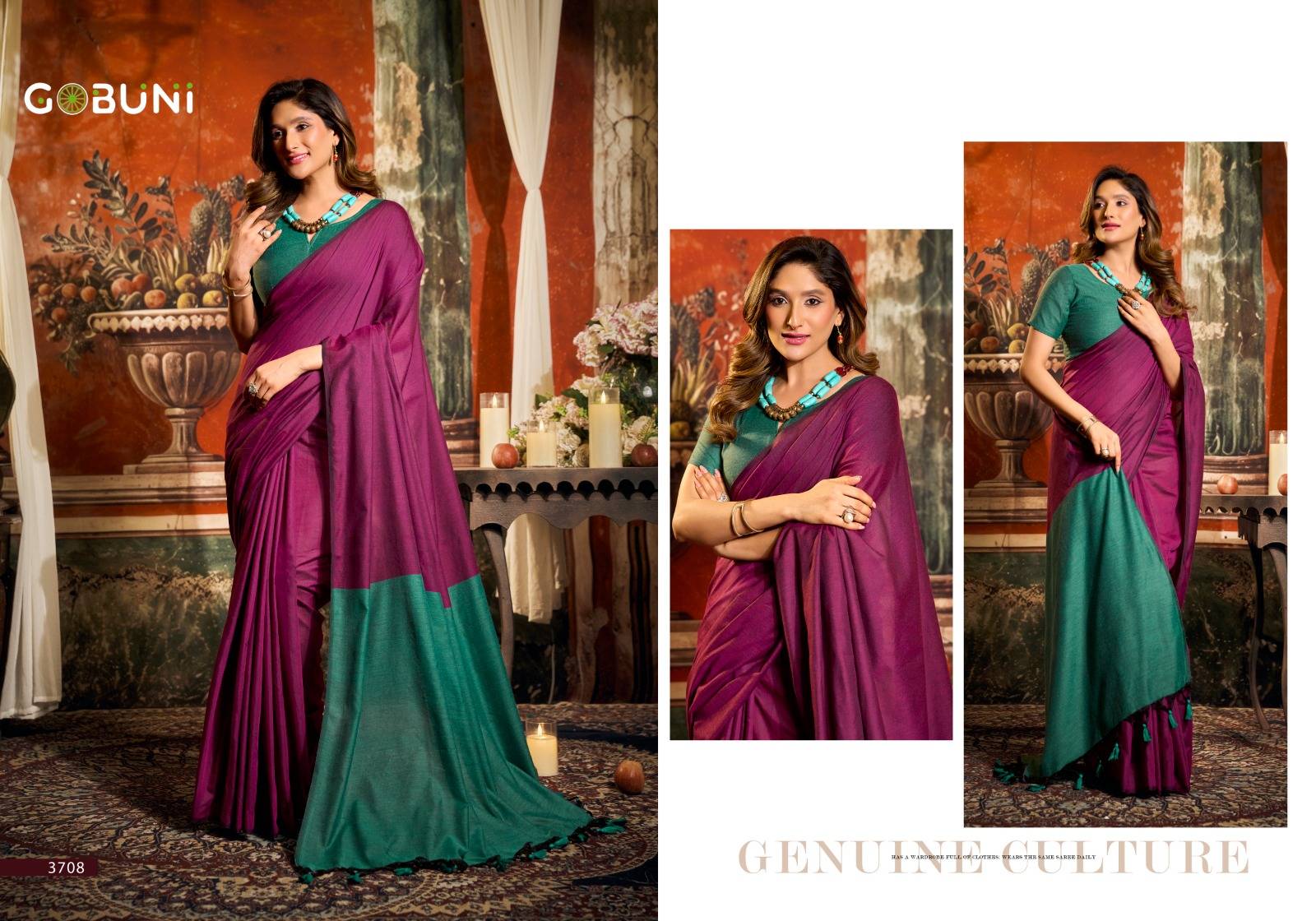 SWATI BY GOBUNI 3701 TO 3708 Series Indian Traditional Wear Collection Beautiful Stylish Fancy Colorful Occasional Wear Cotton Sarees At Wholesale Price